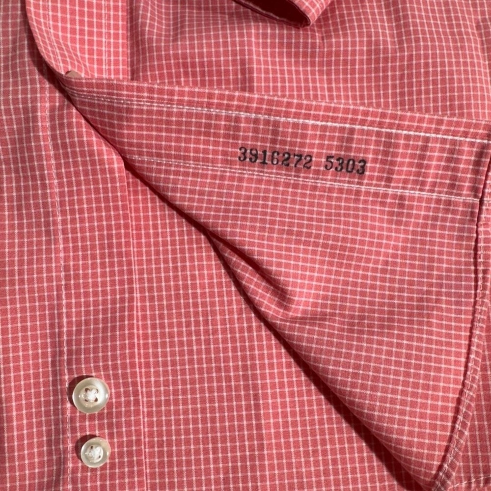 Stafford Mens 15 1/2 32-33 Button Up Dress Shirt Pink White Plaid Long Sleeve - Picture 7 of 8